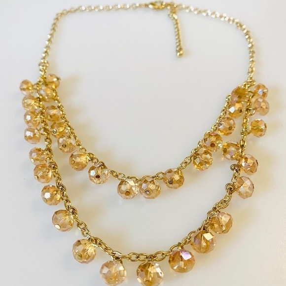 Crystal Fashion Necklace Light Peach Gold Tone 18” - Picture 6 of 7